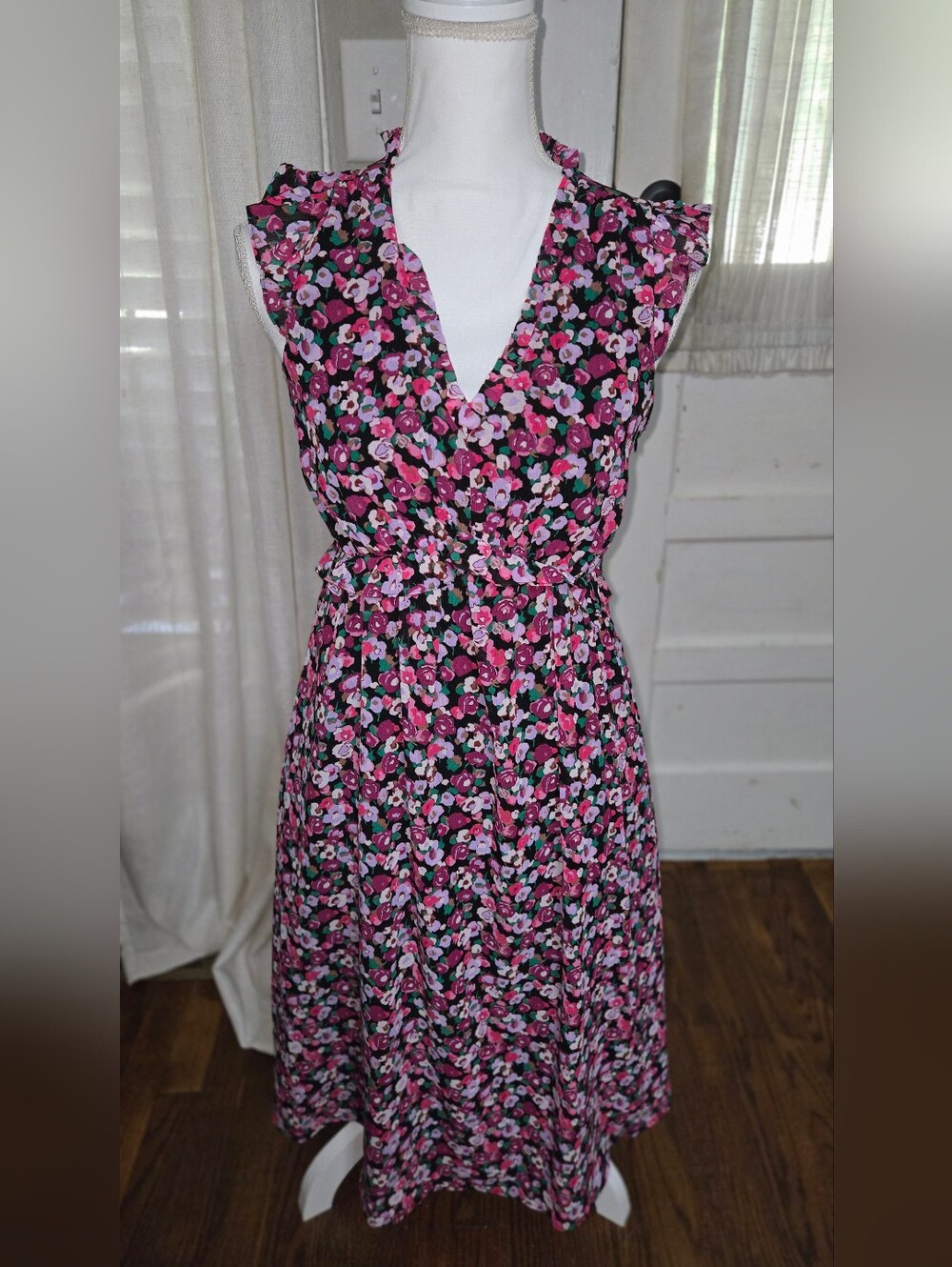 Floral V-Neck Sleeveless Maxi Dress - Pink Floral